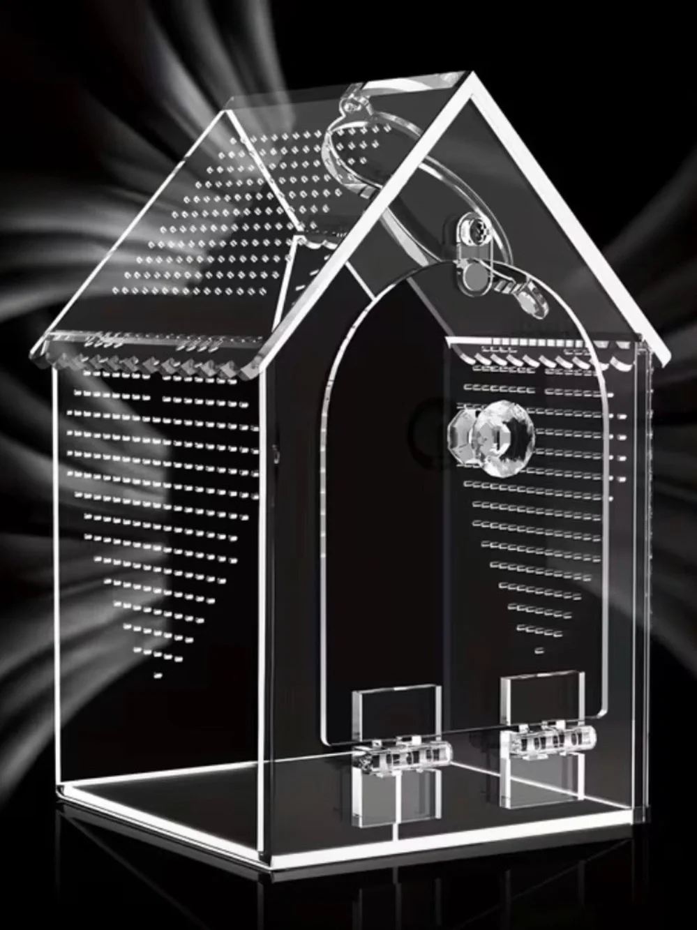 PET HOUSE Acrylic Terrarium Habitat with Rock Decor USB Dimmable Light & Heater